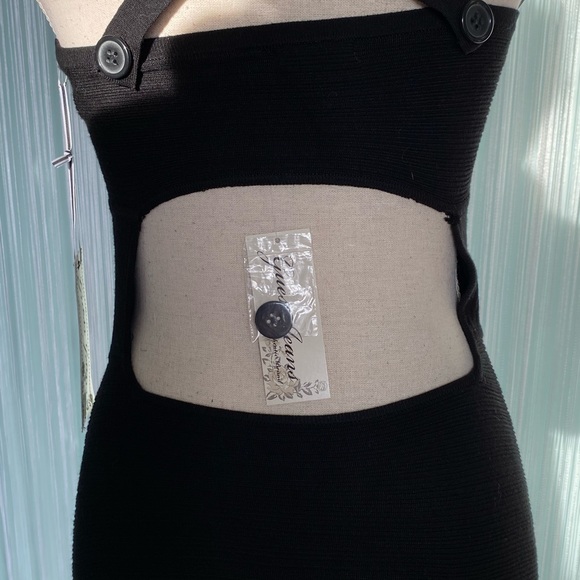 Guess Jeans Black Knitted Open Back Ribbed Dress NWT - Picture 11 of 15